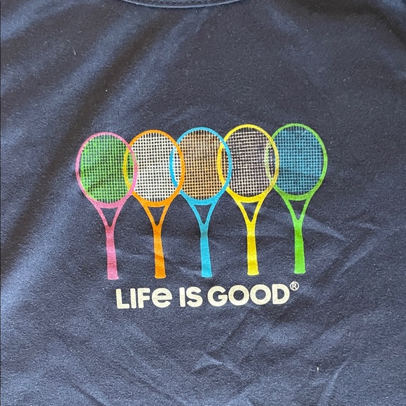 Life Is Good Kids' Dark Blue Pajama Set with Colorful Rackets - Picture 3 of 4